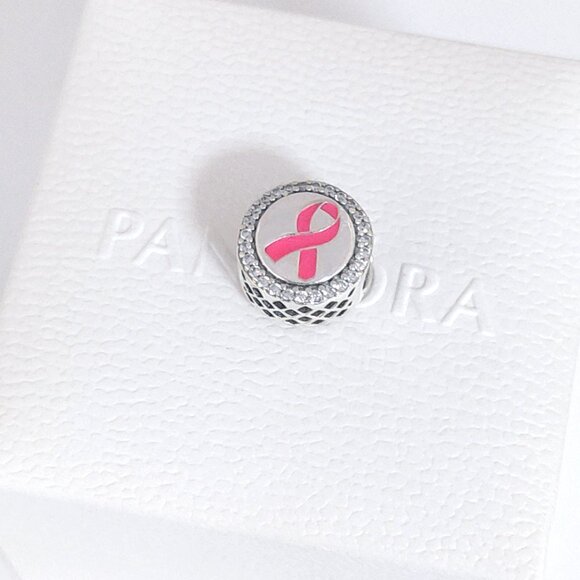 Pandora Pink Ribbon of Hope Charm Bead S925 Silver with box - Picture 3 of 7